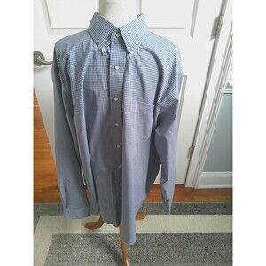 NEW Paul Frederick   2-Ply Cotton Dobby  Shirt Blue & Yellow  Check 17 1/2 / 38